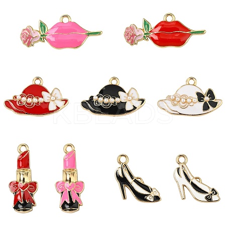 45Pcs 9 Styles Alloy Enamel Pendants ENAM-CJ0006-90-1