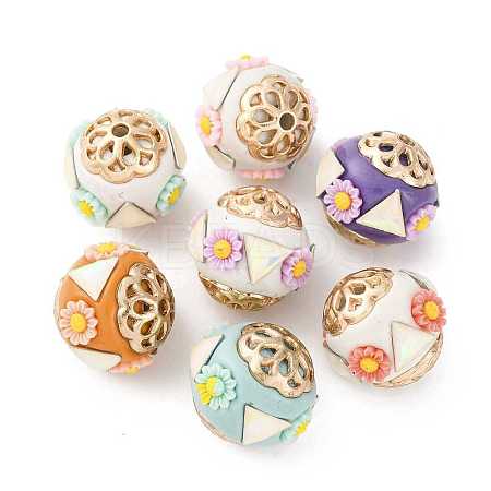 Handmade Resin Indonesia Round Beads IPDL-P005-04KCG-M-1