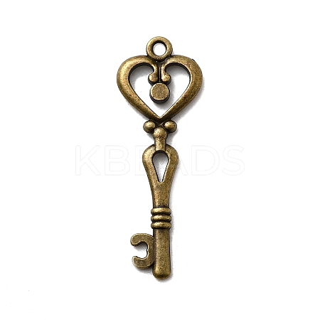 Tibetan Style Alloy Key Pendant Rhinestone Settings TIBEP-Q036-001AB-NR-1