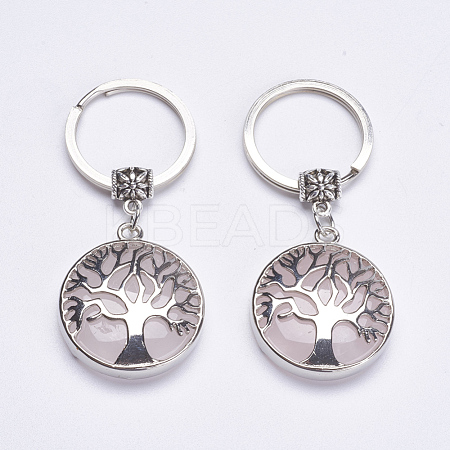 Natural Rose Quartz Keychain KEYC-G043-C04-1