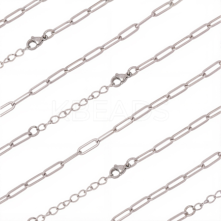 10Pcs 667 Stainless Steel Paperclip Chain Necklaces NJEW-BBC0001-48C-P-1