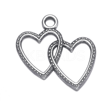 Antique Silver Plated Tibetan Style Zinc Alloy Heart to Heart Pendants X-A0943Y-1
