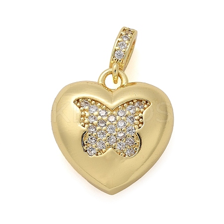 Heart Brass Micro Pave Cubic Zirconia Pendants KK-M319-09G-1
