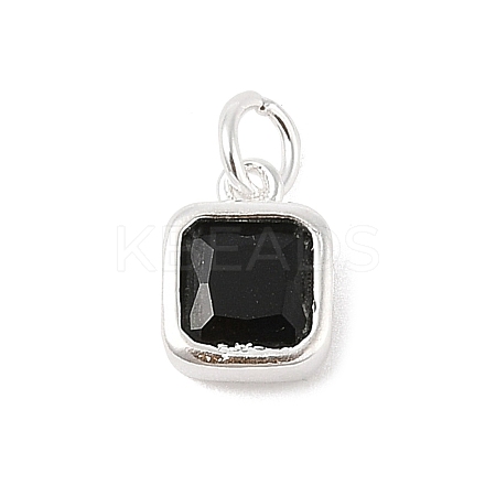 925 Sterling Silver Pave Cubic Zirconia Square Charms with Jump Rings and 925 Stamp STER-D288-05S-05-1