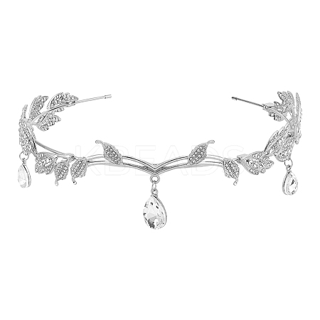 Alloy Rhinestone Teardrop Hair Bands AJEW-WH0434-53P-1