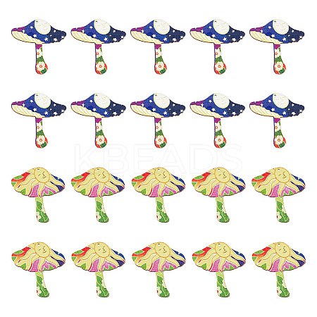 20Pcs 2 Styles Printed Wooden Pendants WOOD-GO0001-09-1