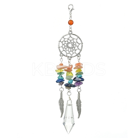 Alloy Woven Web/Net with Feather Pendant Decorations HJEW-TA00116-1