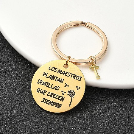 201 Stainless Steel & Brass Letter Keychain KEYC-YW00095-20-1