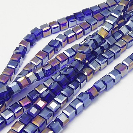 Electroplate Glass Beads Strands EGLA-D018-6x6mm-67-1