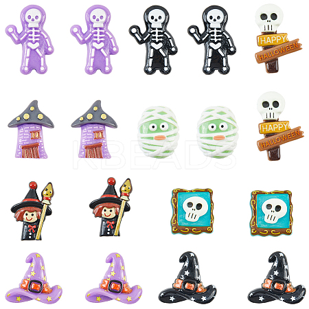 54Pcs 9 Styles Halloween Opaque Resin Decoden Cabochons RESI-SC0005-71A-1
