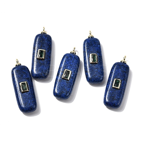 Natural Dyed Sesame Jasper Imitation Lapis Lazuli Pendants KK-Z137-04G-1