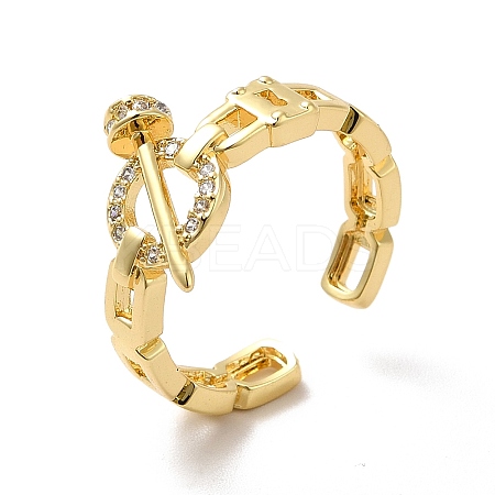 Clear Cubic Zirconia Ring with Nail Open Cuff Ring RJEW-C041-14G-1