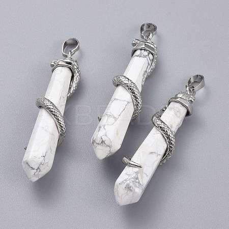 Natural Howlite Big Pointed Pendants G-F696-B14-1