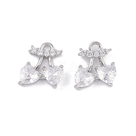 Brass Micro Pave Clear Cubic Zirconia Pendants KK-K351-40P-1