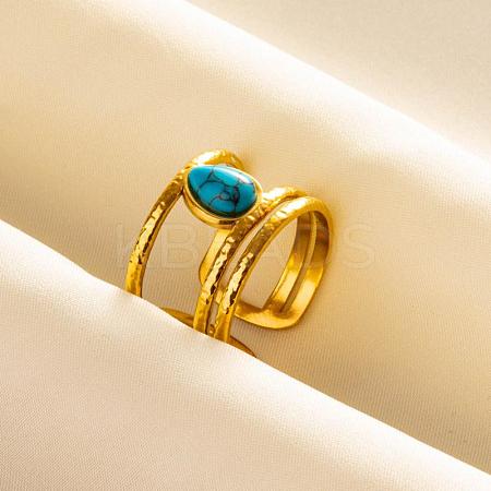Teardrop Synthetic Turquoise Finger Rings QT3031-5-1