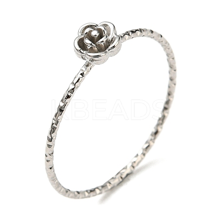 Non-Tarnish 304 Stainless Steel Rose Flower Finger Ring RJEW-P090-01P-1