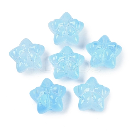 Transparent Spray Paint Glass Beads GLAA-H035-02G-1