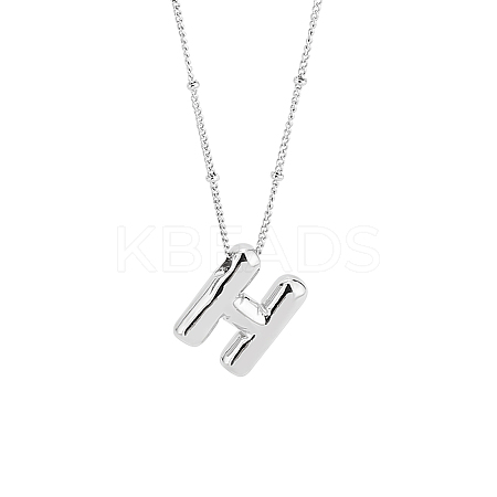 1pc Brass Chain with Alloy Letter Pendants Necklaces NJEW-LP0001-41H-P-1