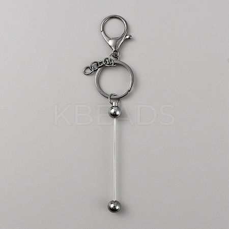 Iron Bar Beadable Keychain for Jewelry Making DIY Crafts KEYC-WH0034-32B-1
