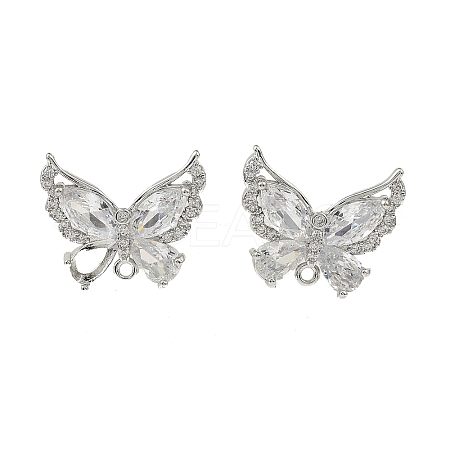 Brass Micro Pave Clear Cubic Zirconia Stud Earring Findings LS-KK-C107-10P-1
