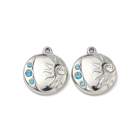 304 Stainless Steel Rhinestone Pendants STAS-L308-06P-1