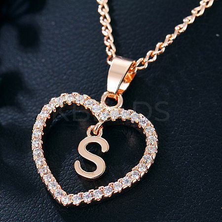 Alloy Crystal Rhinestone Heart with Initial Pendant Necklaces WGD4CFD-19-1