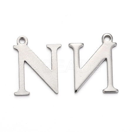 Tarnish Resistant 304 Stainless Steel Alphabet Charms STAS-H122-N-P-1