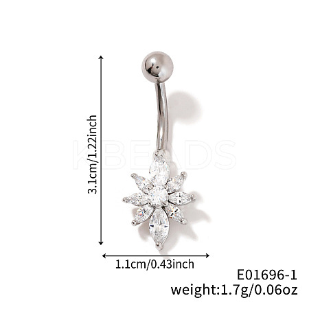 Shiny Sunflower Brass Full Crystal Rhinestone Belly Button Rings AG8892-1-1