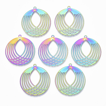 Ion Plating(IP) 201 Stainless Steel Filigree Pendants LS-X-STAS-T057-12-1