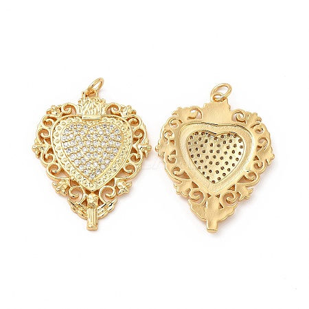 Rack Plating Brass Micro Pave Cubic Zirconia Pendants KK-I699-17G-1