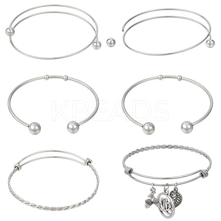 6Pcs 3 Styles 304 Stainless Steel Expandable Bangle Making STAS-OC0001-28-1