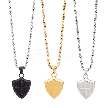 3Pcs 3 Colors Stainless Steel Pendant Necklaces Set NJEW-FI0001-55-1
