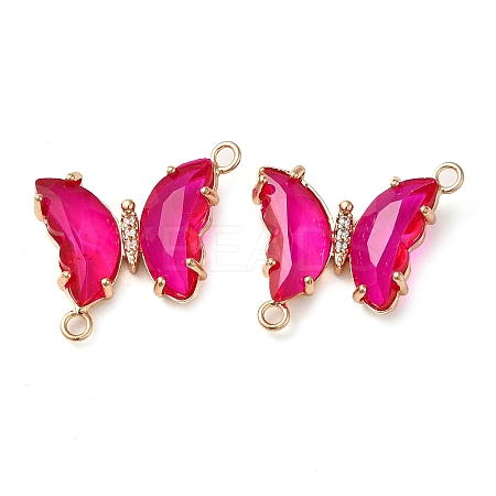 Brass Pave Faceted Glass Connector Charms X-FIND-Z020-04T-1
