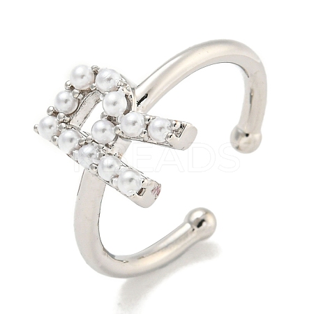 Rack Plating Brass Open Cuff Rings for Women RJEW-F162-01P-R-1