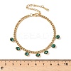 304 Stainless Steel Rhinestone Flat Round Charm Bracelets BJEW-V011-01G-06-2