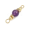 5Pcs 5 Styles Natural Green Aventurine & Rose Quartz & Amethyst & Dyed White Jade & Citrine Round Connector Charms PALLOY-JF04362-4
