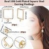 20Pcs Hollow Square Brass Stud Earring Findings KK-BBC0012-85-2