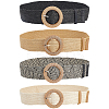 4Pcs 4 Colors Straw Woven Chain Belts with PP Plastic Ring Buckles AJEW-CY0001-80-1