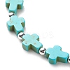 Synthetic Turquoise(Dyed) Cross Beaded Stretch Bracelet BJEW-JB08450-02-5