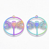 Ion Plating(IP) 201 Stainless Steel Filigree Pendants STAS-R102-14-2