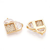 Brass Pave Clear Cubic Zirconia Charms KK-N254-168G-2