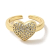 Rack Plating Brass Micro Pave Clear Cubic Zirconia Cuff Ring RJEW-P104-07G-2
