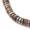 Non-magnetic Synthetic Hematite & Natural Tiger Eye Disc Beads Braided Bead Bracelets for Women Men BJEW-JB13298-3