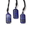 Natural Lapis Lazuli Rectangle Pendant Necklace with Nylon Cord for Women NJEW-C001-01B-01-1