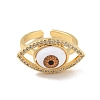 Cubic Zirconia Horse Eye Open Cuff Ring with Acrylic RJEW-B042-02G-2