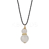 Natural Selenite Gourd Pendant Necklaces NJEW-JN05246-03-2
