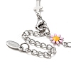 Enamel Flower & Cross Link Chain Bracelet BJEW-C023-01P-01-3