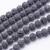 Unwaxed Natural Lava Rock Bead Strands G-F309-4mm-1