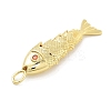 Fish Rack Plating Brass Micro Pave Cubic Zirconia Pendants X-KK-Z071-72B-01G-2