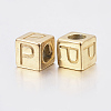 304 Stainless Steel Large Hole Letter European Beads X-STAS-H428-01G-P-2